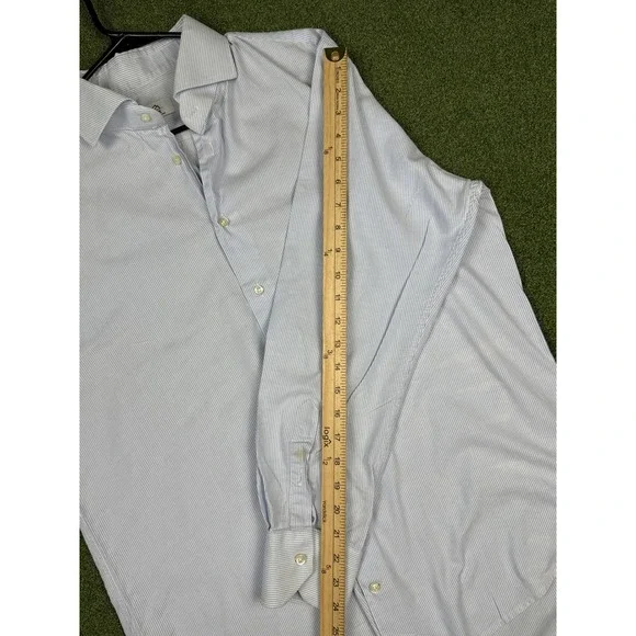 MAX Massimo Pasmato Blue Stripe Dress Shirt 100% Cotton Italy L - Picture 10 of 12
